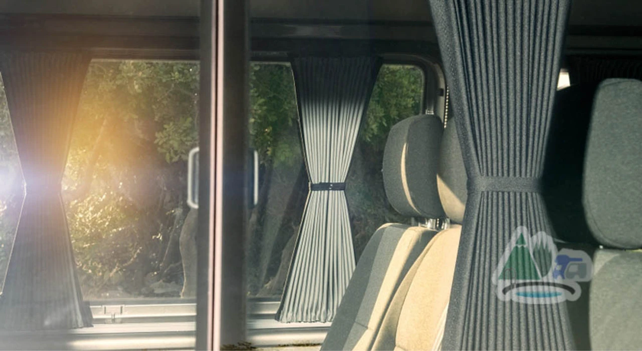 Adventurer Ford Transit Custom Campervan Blackout Curtains Kit - Black/Grey 5 Adventurer Ford Transit Custom Campervan Blackout Curtains Kit - Black/Grey - Image 3