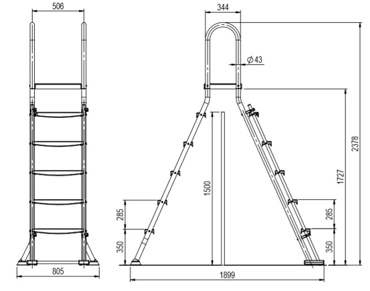 Astral Above Ground Swimming Pool Safety Ladder With Platform 7 Astral Above Ground Swimming Pool Safety Ladder With Platform - Image 5