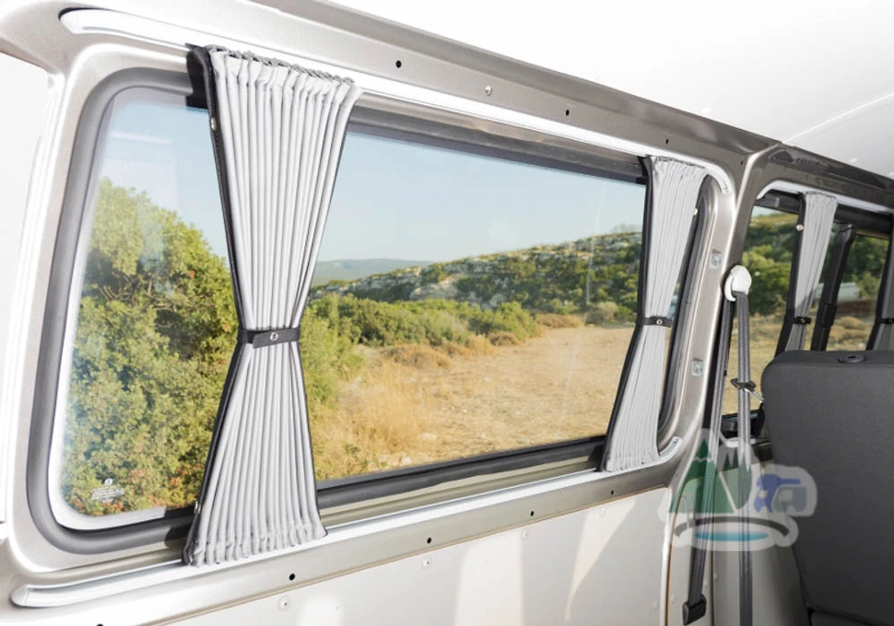 Adventurer Ford Transit Custom Campervan Blackout Curtains Kit - Black/Grey 4 Adventurer Ford Transit Custom Campervan Blackout Curtains Kit - Black/Grey - Image 2