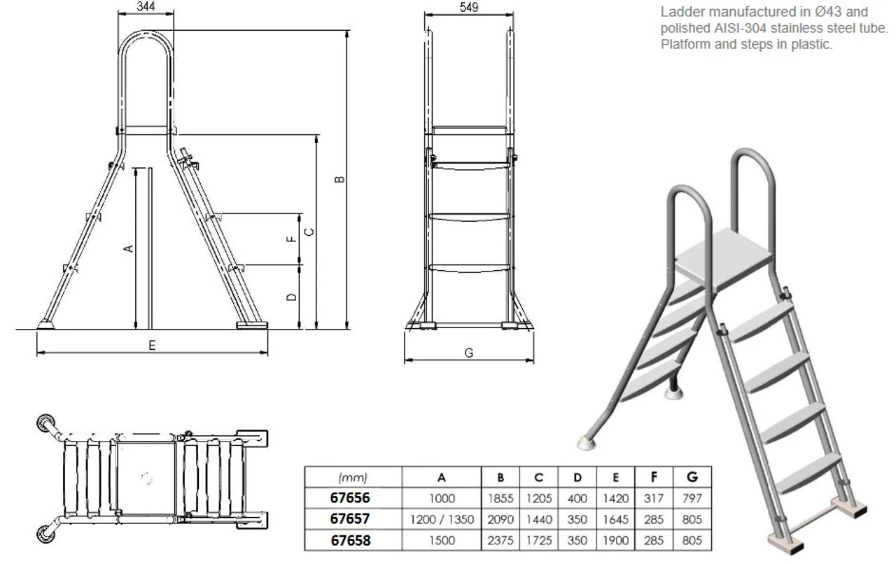 Astral Above Ground Swimming Pool Safety Ladder With Platform 4 Astral Above Ground Swimming Pool Safety Ladder With Platform - Image 2