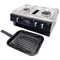 Tasman 4500 2 Burner Hotplate Boat And Caravan Hob And Grill -Outdoor Products Series Tasman Campervan Grill HobTP4500 BK 2 70336.1675337663