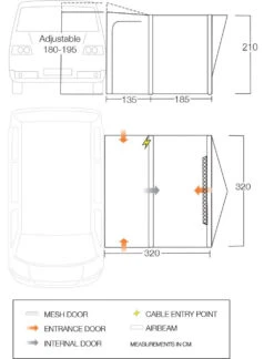 Vango Tolga Drive Away Airbeam Awning For Campervan -Outdoor Products Series Tolga DIMENSIONS 64775.1583405752