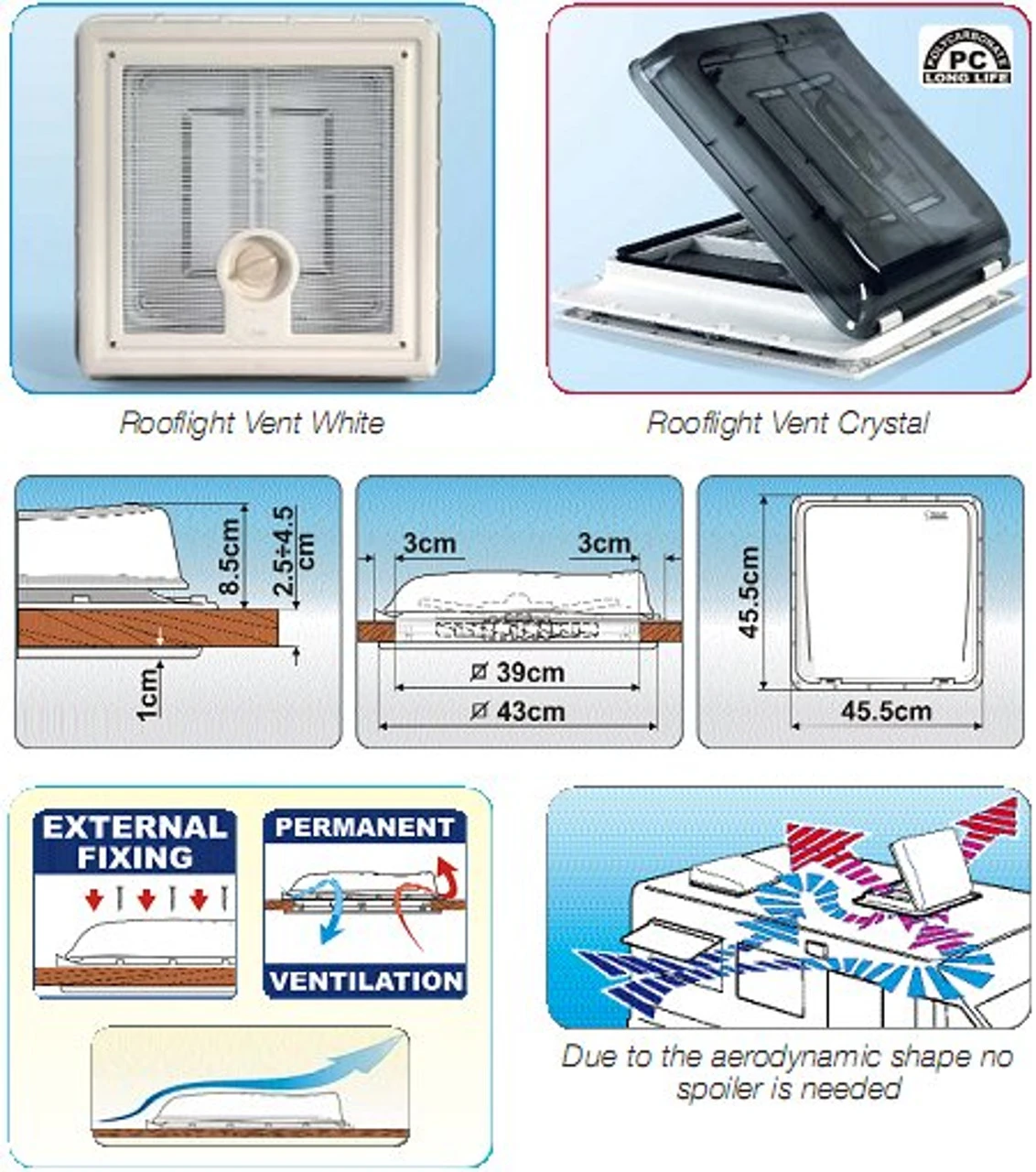 Fiamma Crystal Caravan Roof Light Vent 400 X 400 6 Fiamma Crystal Caravan Roof Light Vent 400 X 400 - Image 4