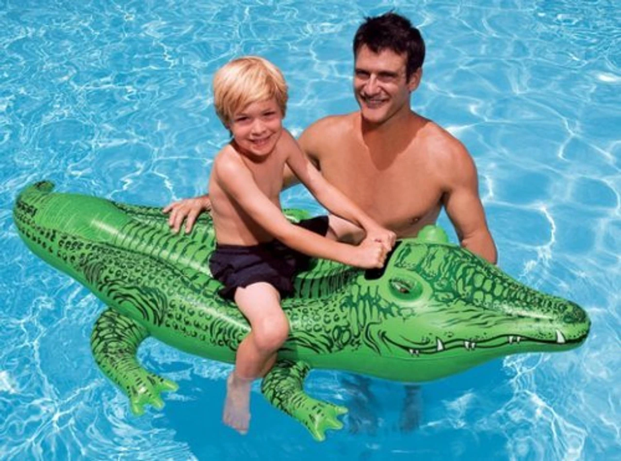 Intex Children's Inflatable Ride On Swimming Pool Gator Toy 3 Intex Children's Inflatable Ride On Swimming Pool Gator Toy
