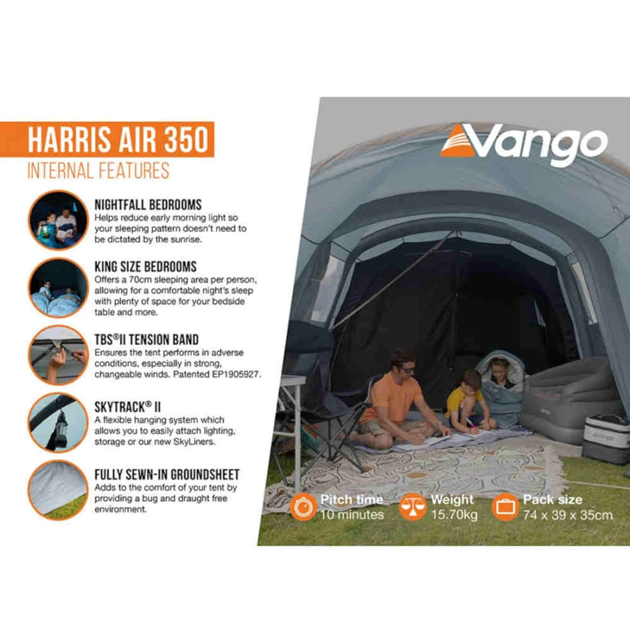 Vango Harris Air 350 Family Camping Tent 7 Vango Harris Air 350 Family Camping Tent - Image 5