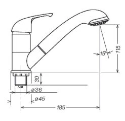 Reich Kama Chrome Shower Tap With Combi Julia Head -Outdoor Products Series kama diag1 66103.1672871110