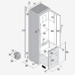 Vitrifrigo SLIM150 Motorhome & Marine Fridge Freezer 12/24 Volts -Outdoor Products Series vitrifrigo dp144 slim150 dimensions 59107.1526513480