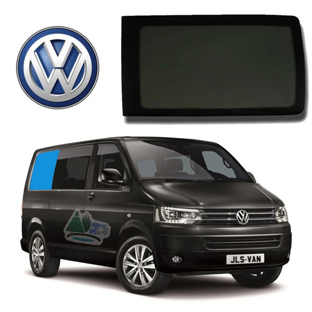 VW T5 T6 LWB Bonded Privacy Glass Fixed Window - Rear Right Hand LWB 3 VW T5 T6 LWB Bonded Privacy Glass Fixed Window - Rear Right Hand LWB
